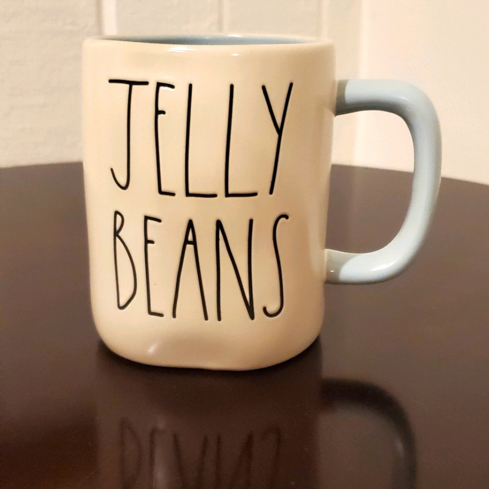 Easted Rae Dunn NWT "JELLY BEANS" Mug Limited Edition Teal Interior & Handle